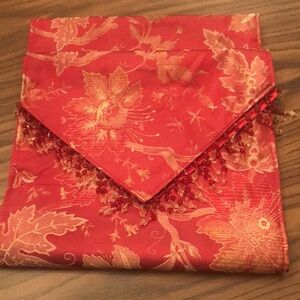 Elegant Red Floral Table Runner